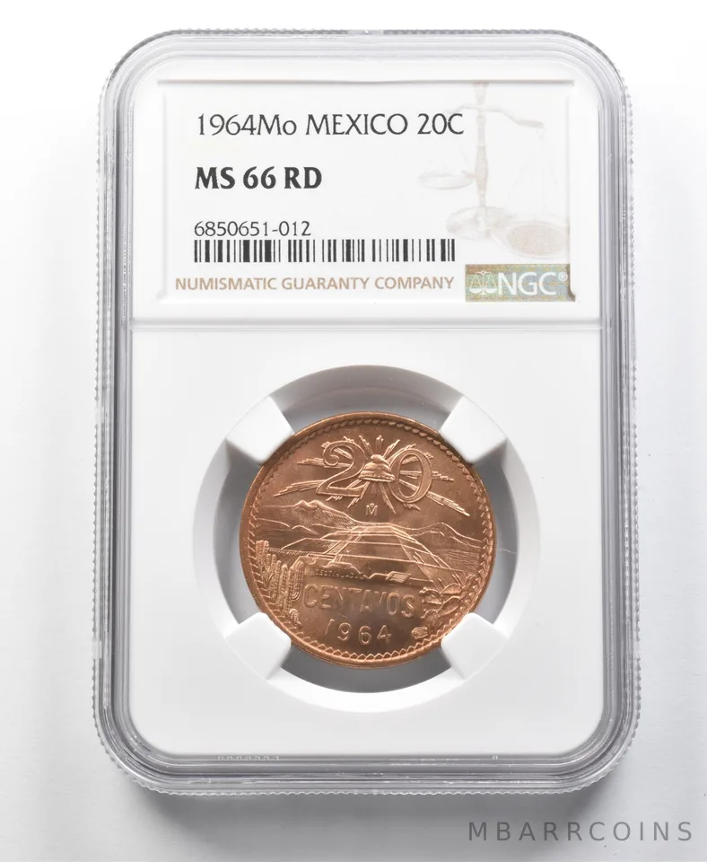 1964 Mo Mexico 20 Centavos MS66 RD NGC a8679