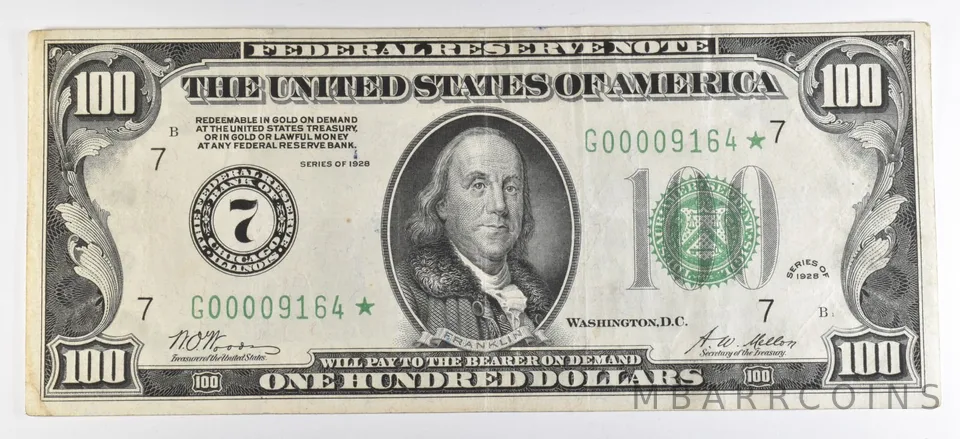 1928 $100 Chicago IL FRN Star Note Green Seal *1054