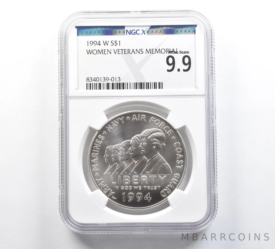 1994-W Women Veterans Commemorative Silver Dollar Mint State 9.9 NGC X NGCX