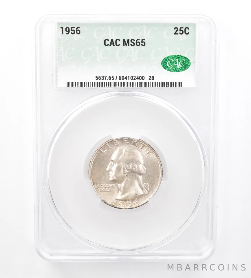 1956 Washington Quarter MS65 CAC CACg Beautiful Tone *1746
