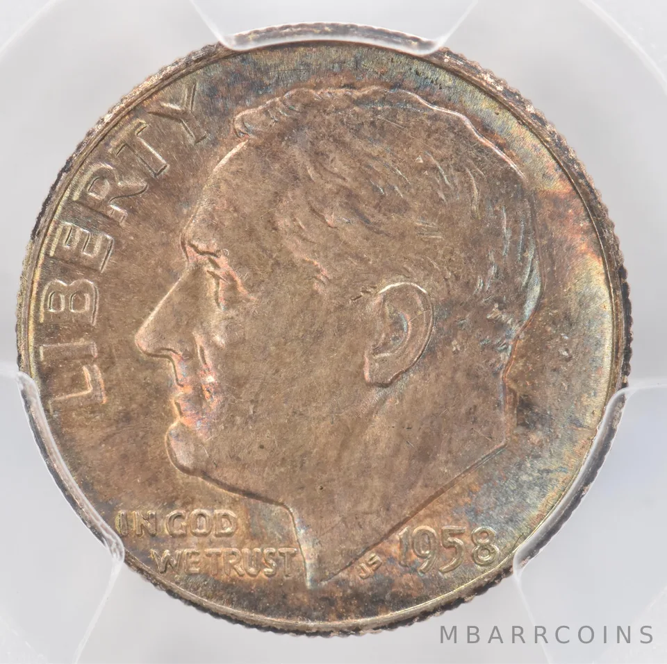 1958 Roosevelt Dime MS63 PCGS Beautiful Tone *0903