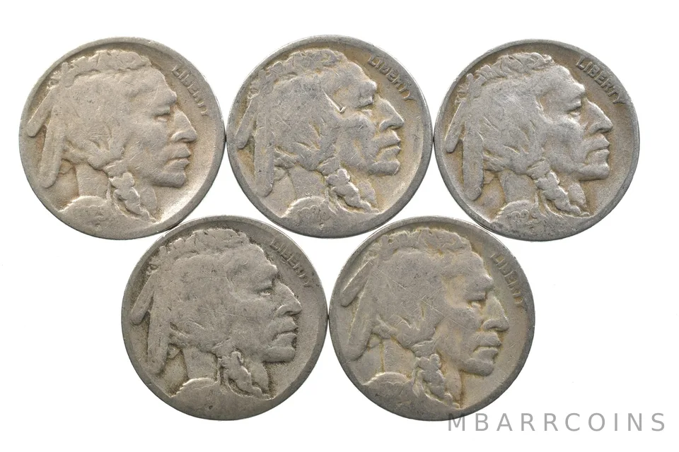 BETTER Lot 1925-S 1928-S 1929-S 1927-D 1928-S Buffalo Nickel Collection *149