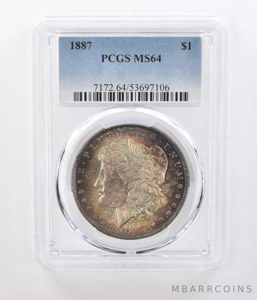 1887 Morgan Silver Dollar MS64 PCGS Beautiful Tone *1191