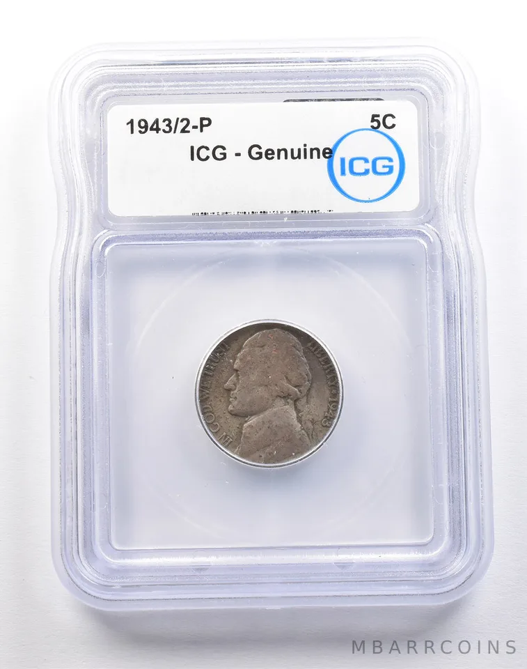 1943/2-P Jefferson Nickel Genuine ICG *2216