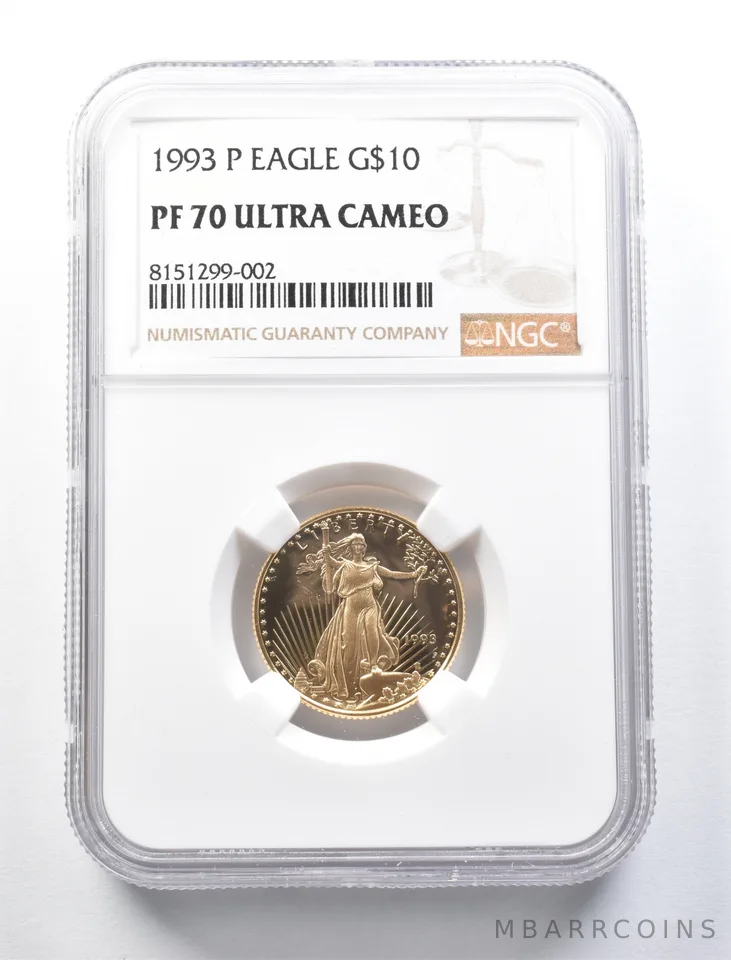 1993-P $10 American Gold Eagle 1/4 Oz Gold PF70 UCAM NGC