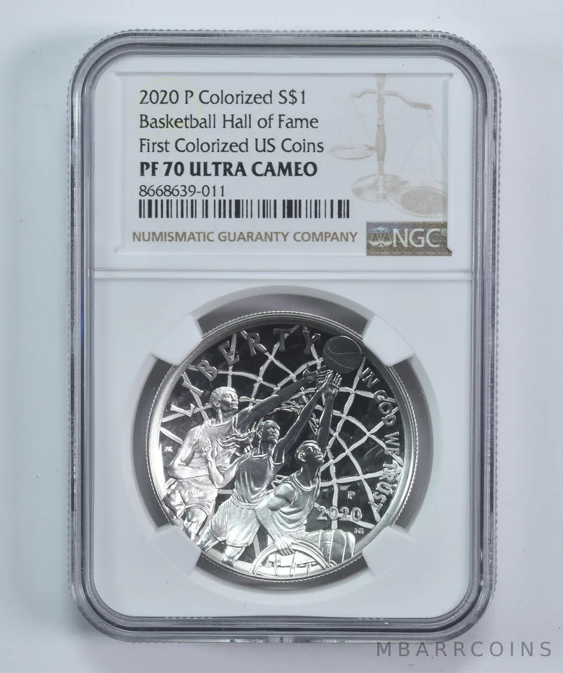 2020-P Basketball Hall Of Fame Commemorative Dollar Colorized PF70 UCAM NGC