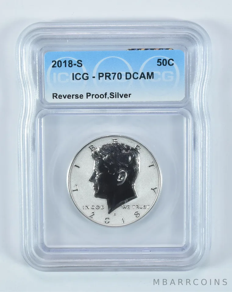 2018-S Kennedy Half Dollar Silver Reverse Proof PR70 DCAM ICG