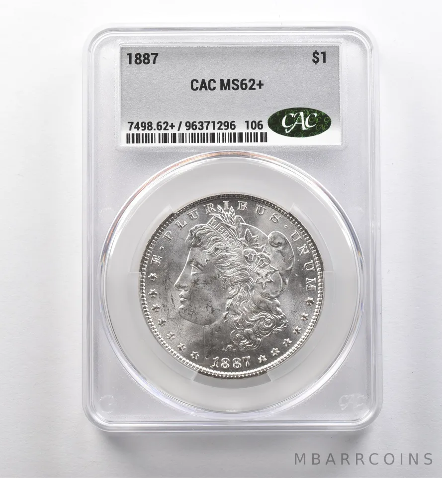 1887 Morgan Silver Dollar MS62+ CAC CACg *2257