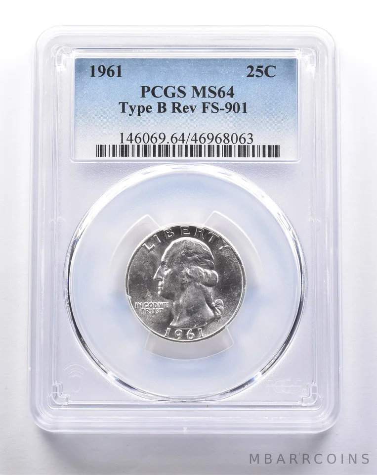 MS64 1961 Washington Quarter Type B REV FS-901 PCGS *3345