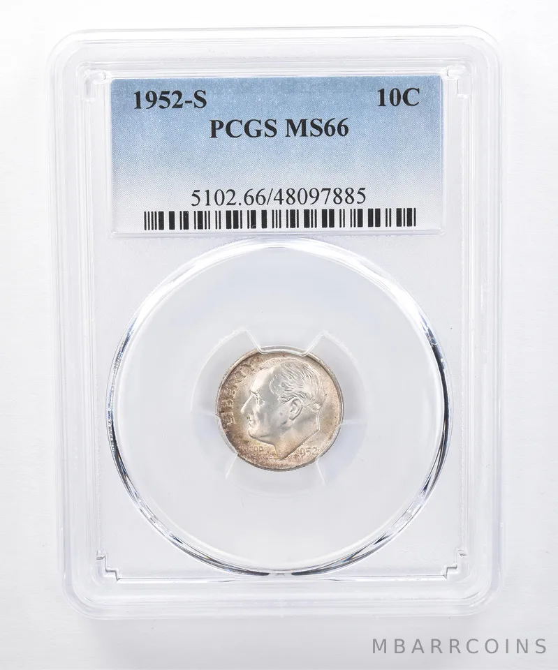 1952-S Roosevelt Dime MS66 PCGS Beautiful Sheen *8363