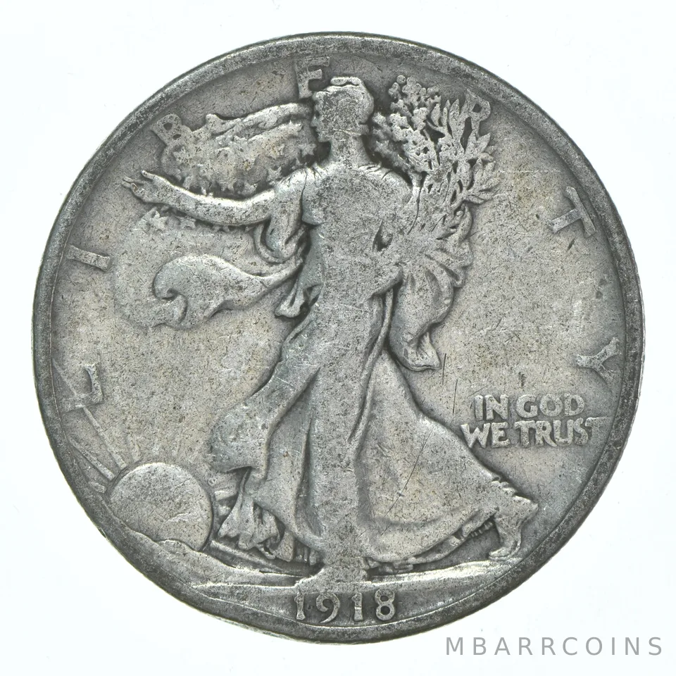 1918-P Walking Liberty Half Dollar CIRC 90% Silver