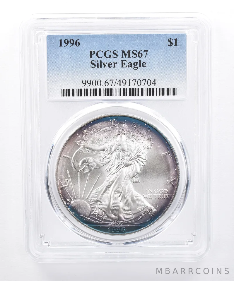 1996 American Silver Eagle MS67 PCGS Peripheral Tone *8509