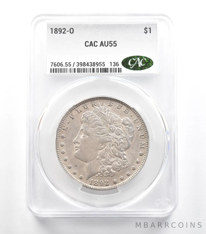 1892-O Morgan Silver Dollar AU55 CAC CACg *5573