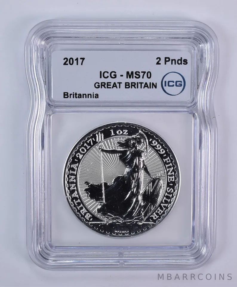 2017 Great Britain 2 Pound Silver Britannia MS70 ICG