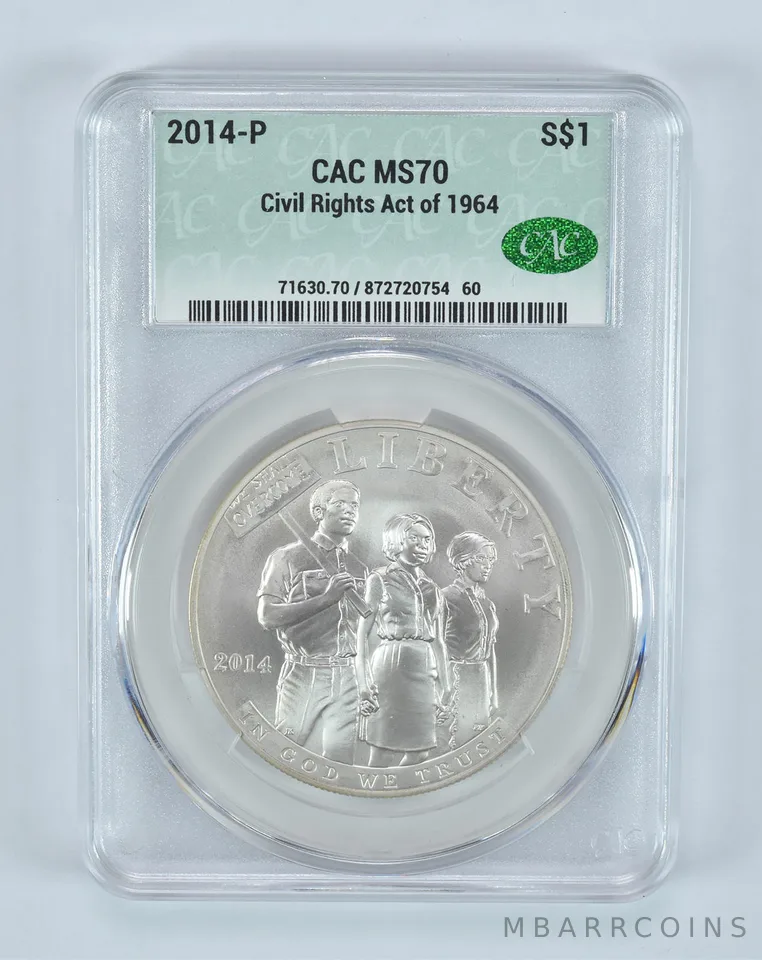 2014-P Civil Rights Commemorative Silver Dollar MS70 CAC CACg