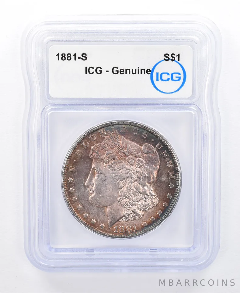 1881-S Morgan Silver Dollar Genuine ICG Beautiful Tone a8717