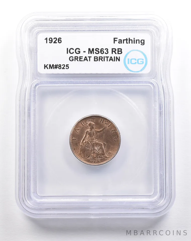 1926 Great Britain Farthing KM#825 MS63 RB ICG a5484