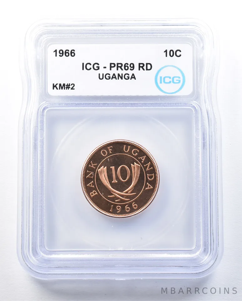 1966 Uganda 2 Cents KM#2 PR69 RD ICG *8949