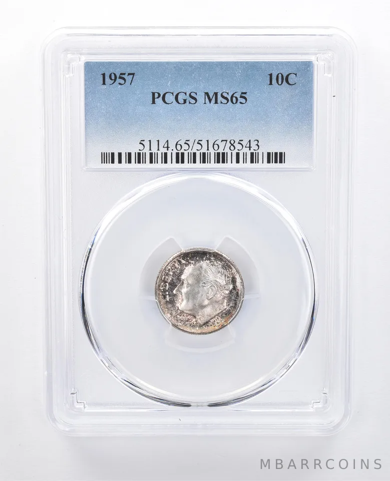 1957 Roosevelt Dime MS65 PCGS Beautiful Tone *8057