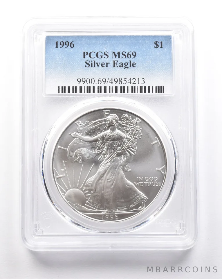 1996 American Silver Eagle MS69 PCGS Struck Through *7601