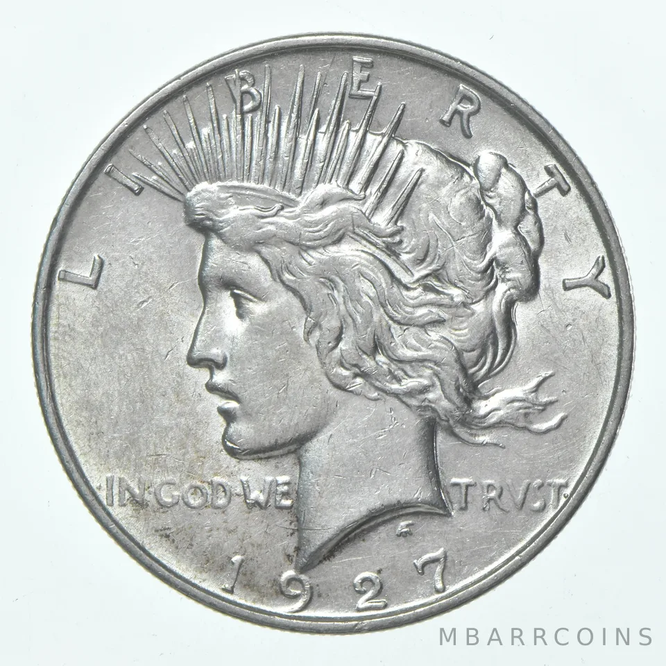 (1) 1927-D Choice AU Peace Silver Dollar 90% - CH AU Almost Unc - Denver