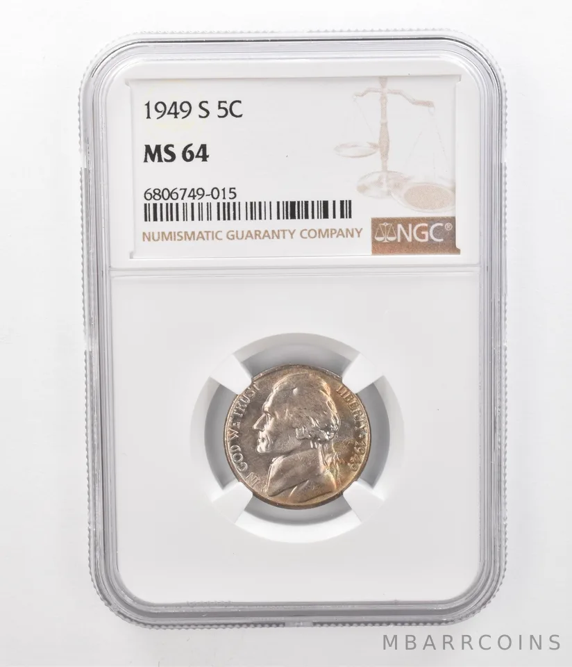 1949-S Jefferson Nickel MS64 NGC Beautiful Tone *2426