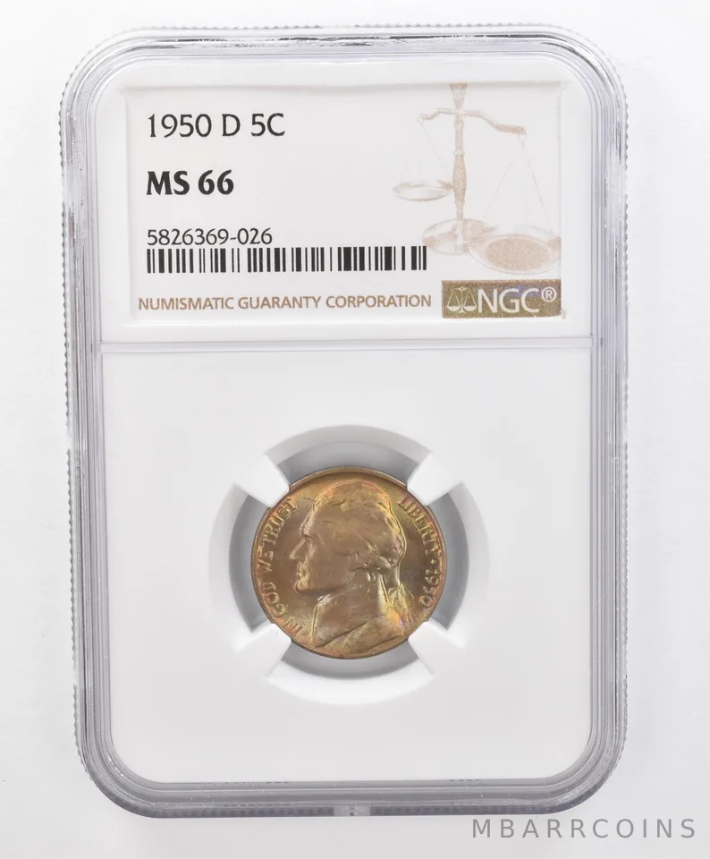 1950-D Jefferson Nickel MS66 NGC Beautiful Tone *2689