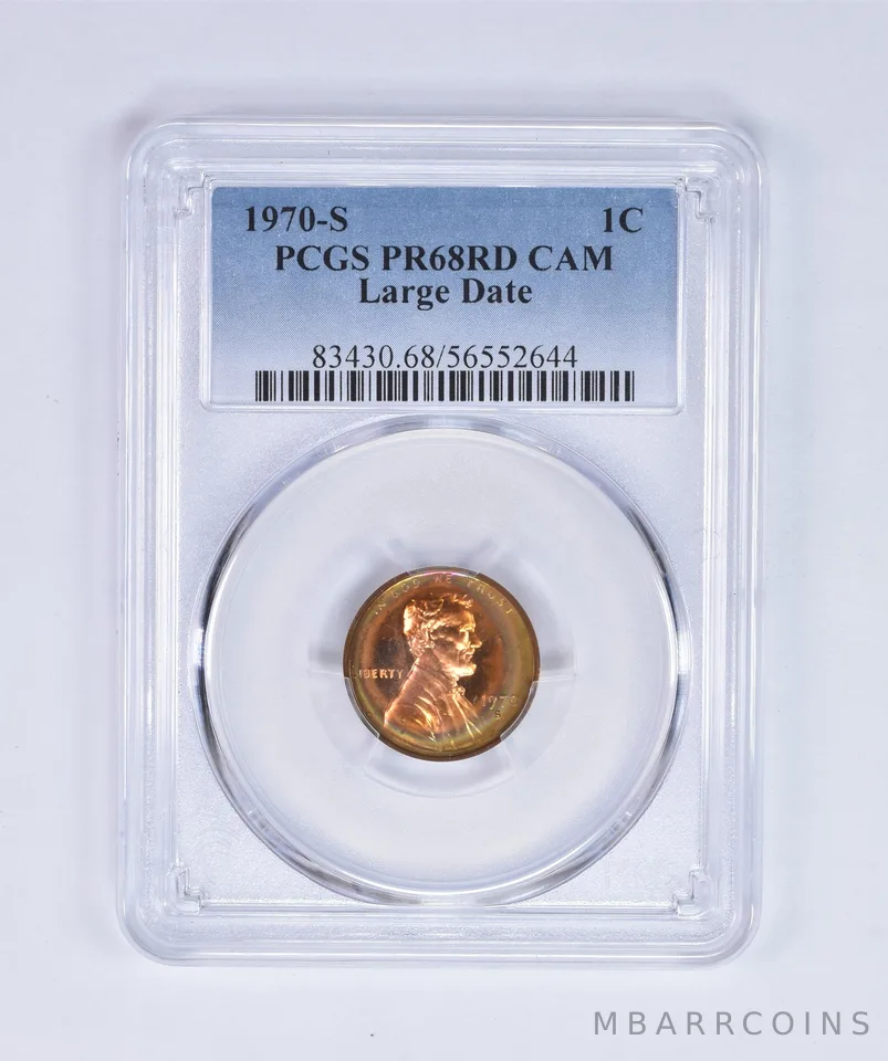 1970-S Lincoln Memorial Cent Large Date PR68 RD CAM PCGS Beautiful Tone a8064