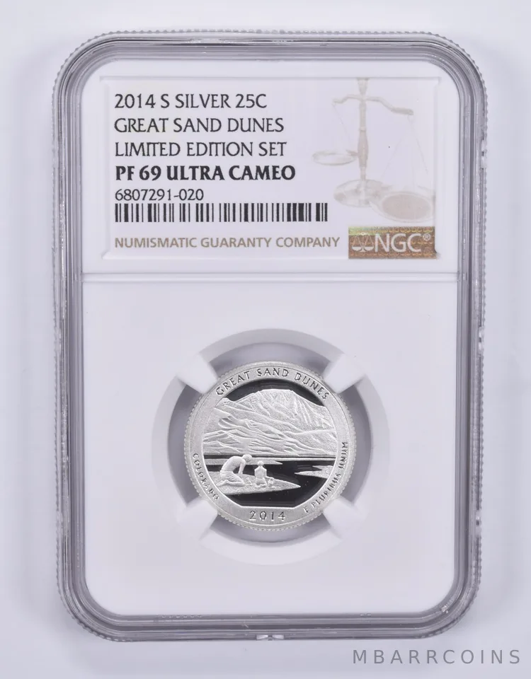 2014-S Quarter Silver Great Sand Dunes Limited Edition Set PF69 UCAM NGC
