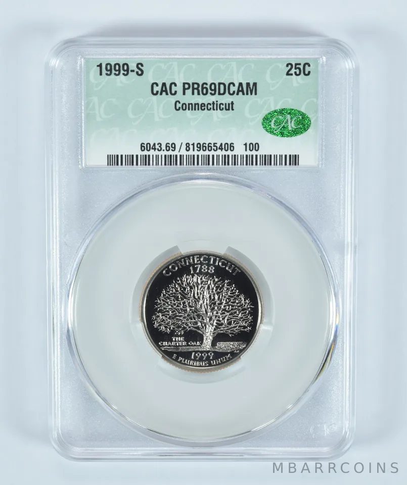 1999-S Washington State Quarter Connecticut PR69 DCAM CAC CACg