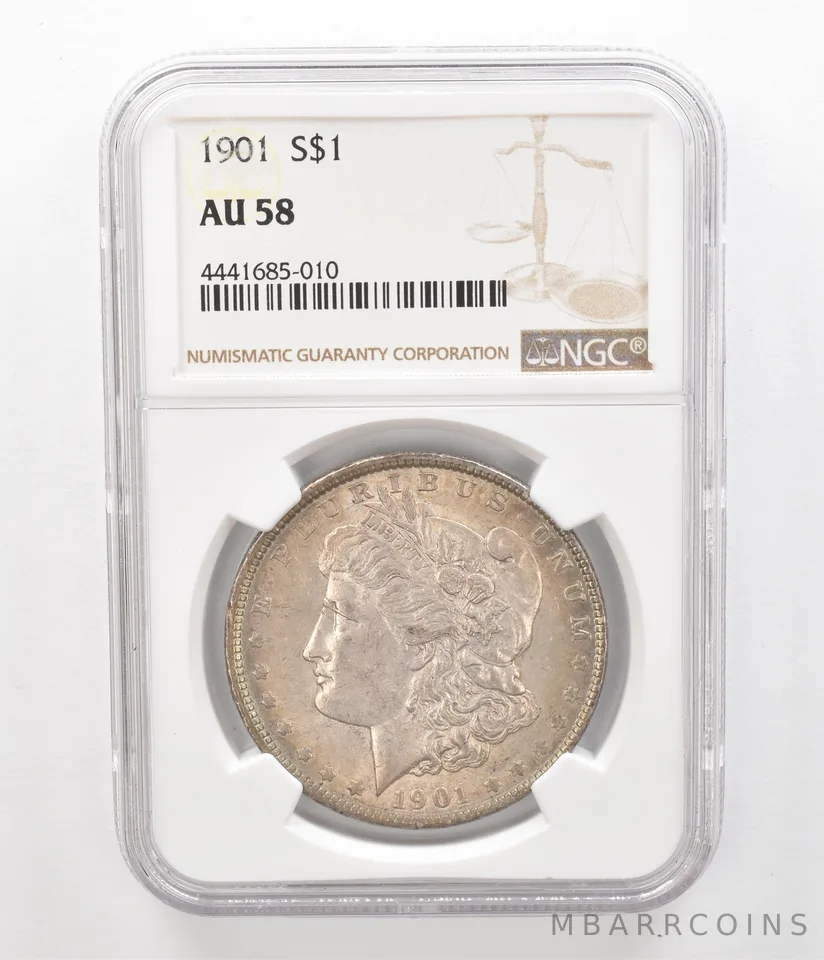 1901 Morgan Silver Dollar AU58 NGC Beautiful Tone *5191