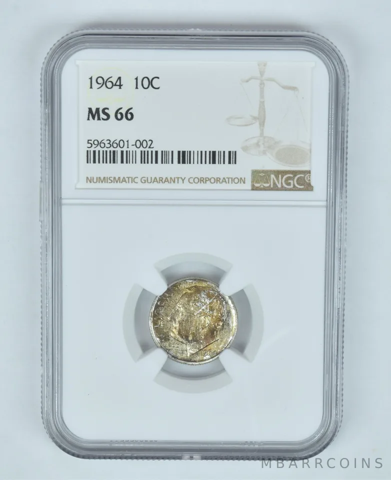 MS66 1964 Roosevelt Dime - Graded NGC Toned! *9033