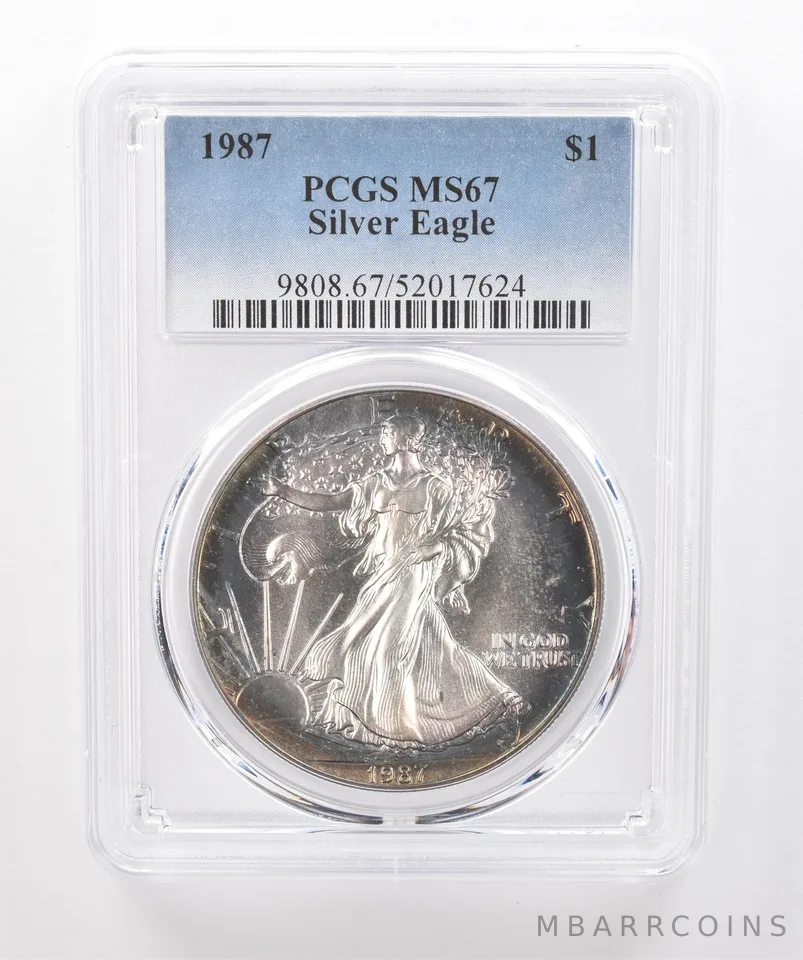 1987 American Silver Eagle MS67 PCGS Beautiful Tone *2004