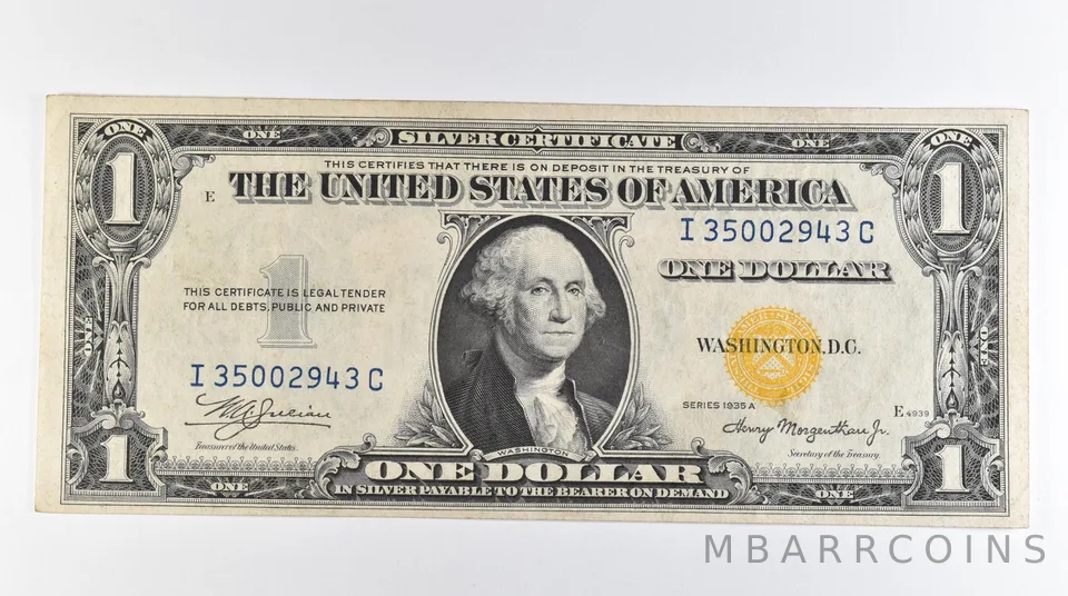 1935 A $1 Silver Certificate Yellow Seal North Africa *6721