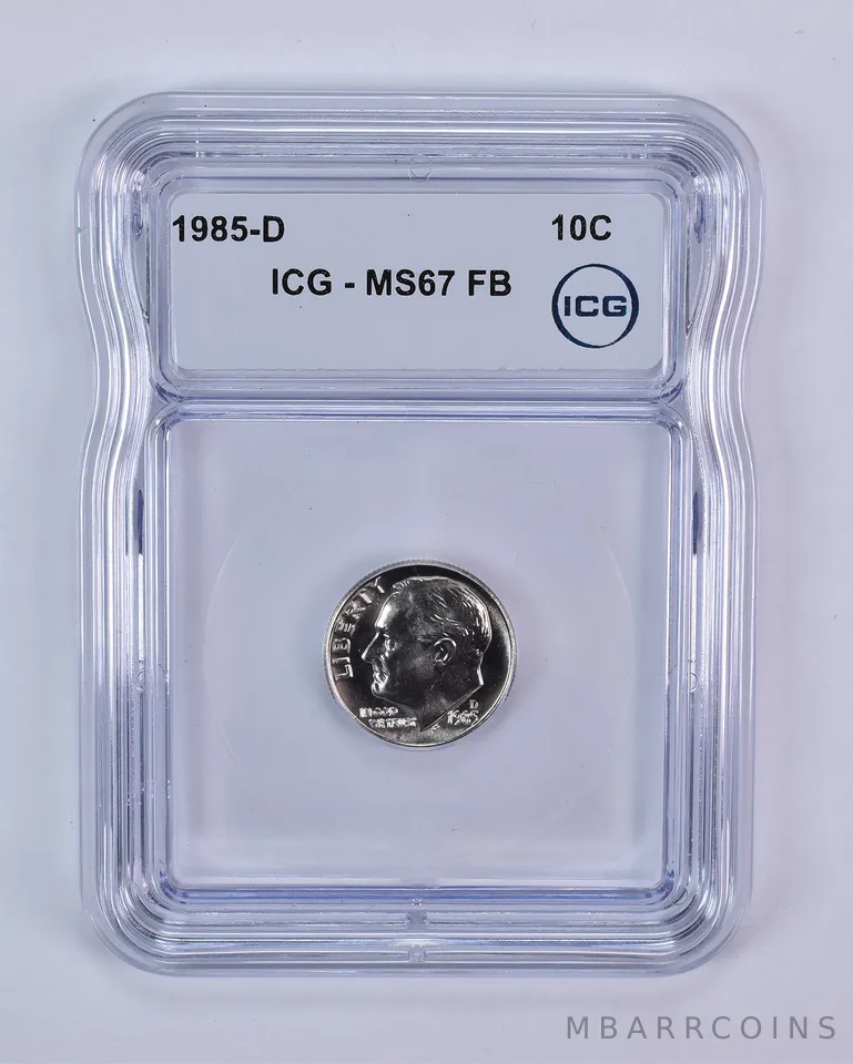 1985-D Roosevelt Dime MS67 FB ICG