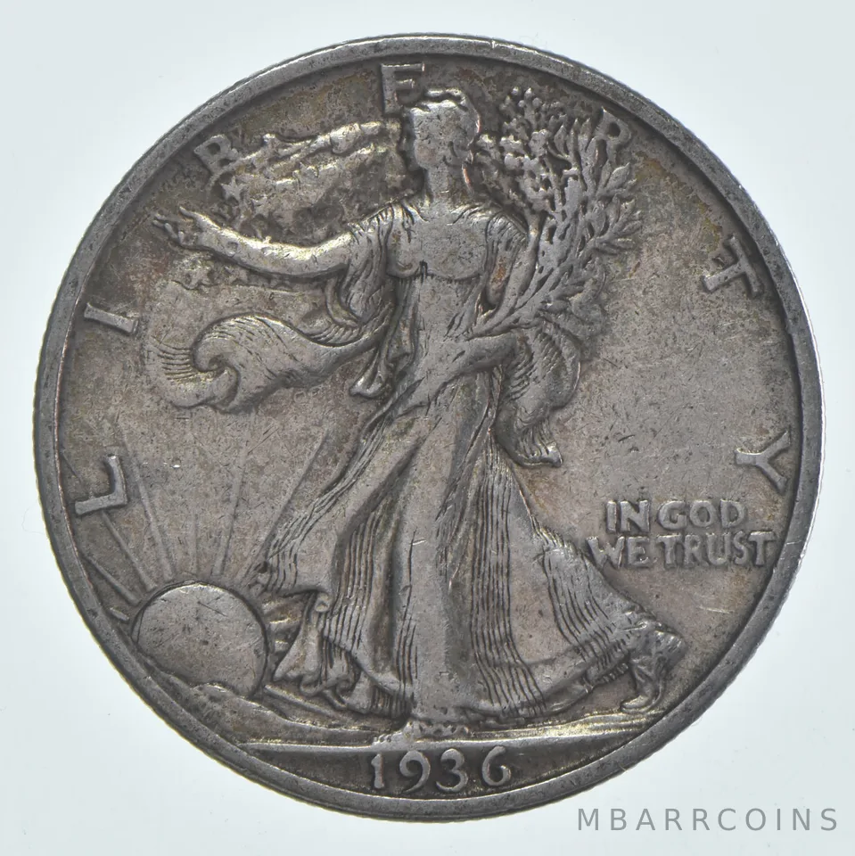 AU 1936-S Walking Liberty Half Dollar Almost Unc 90% Silver (1pc)