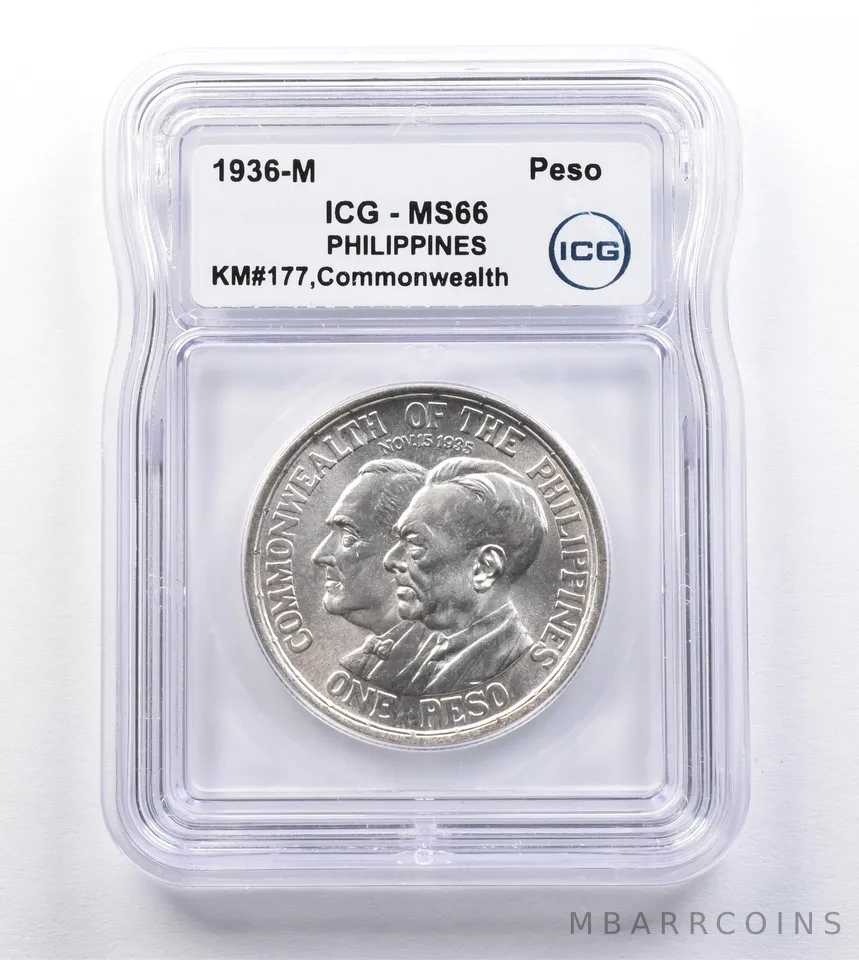 1936 M Philippines Peso Commonwealth KM#177 MS66 ICG *2018