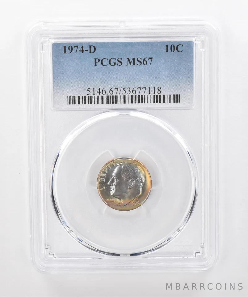 1974-D Roosevelt Dime MS67 PCGS Beautiful Tone *1329