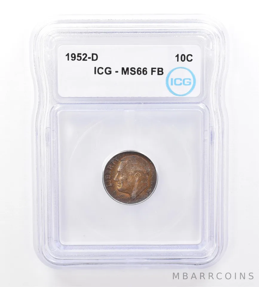 1952-D Roosevelt Dime MS66 FB ICG Beautiful Tone a1618