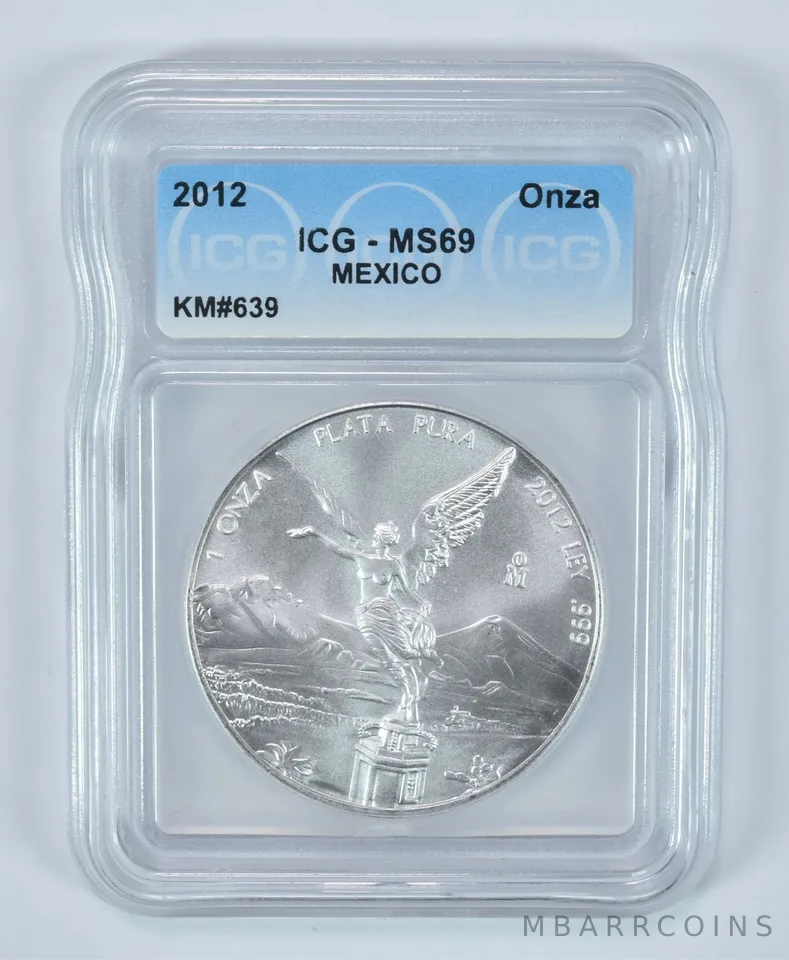 2012 Mexico 1 Onza Silver Libertad MS69 ICG