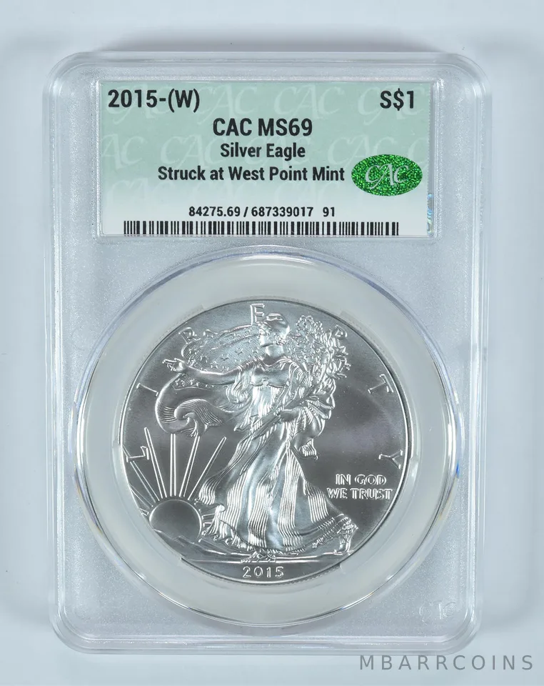 2015-(W) American Silver Eagle Struck At West Point MS69 CAC CACg