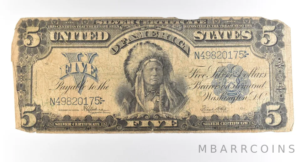 1899 $5 Silver Certificate Large Note Blue Seal Chief *2767