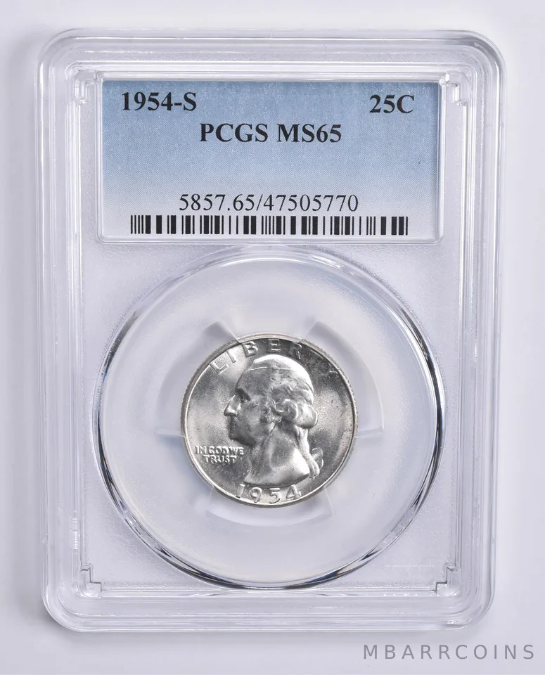 1954-S Washington Quarter 25c MS65 PCGS Blue Lbl