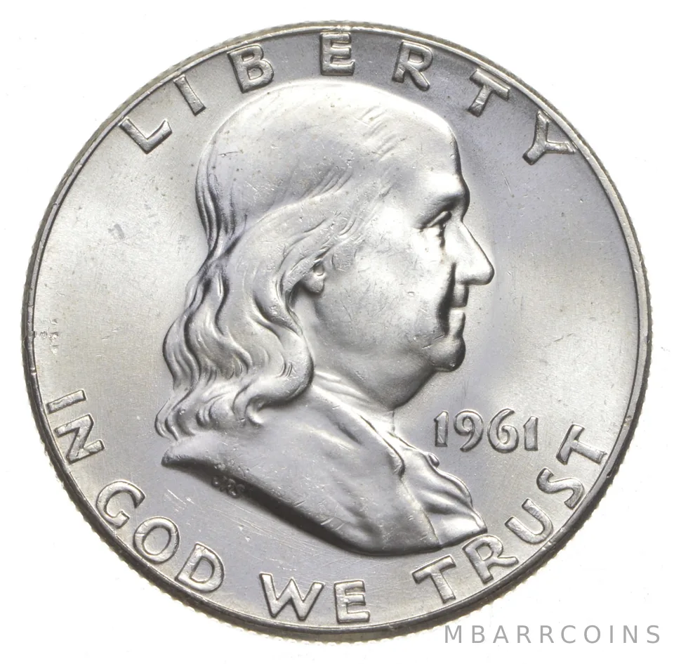 Choice Unc 1961-P Franklin Half Dollar Gem BU From Original Roll