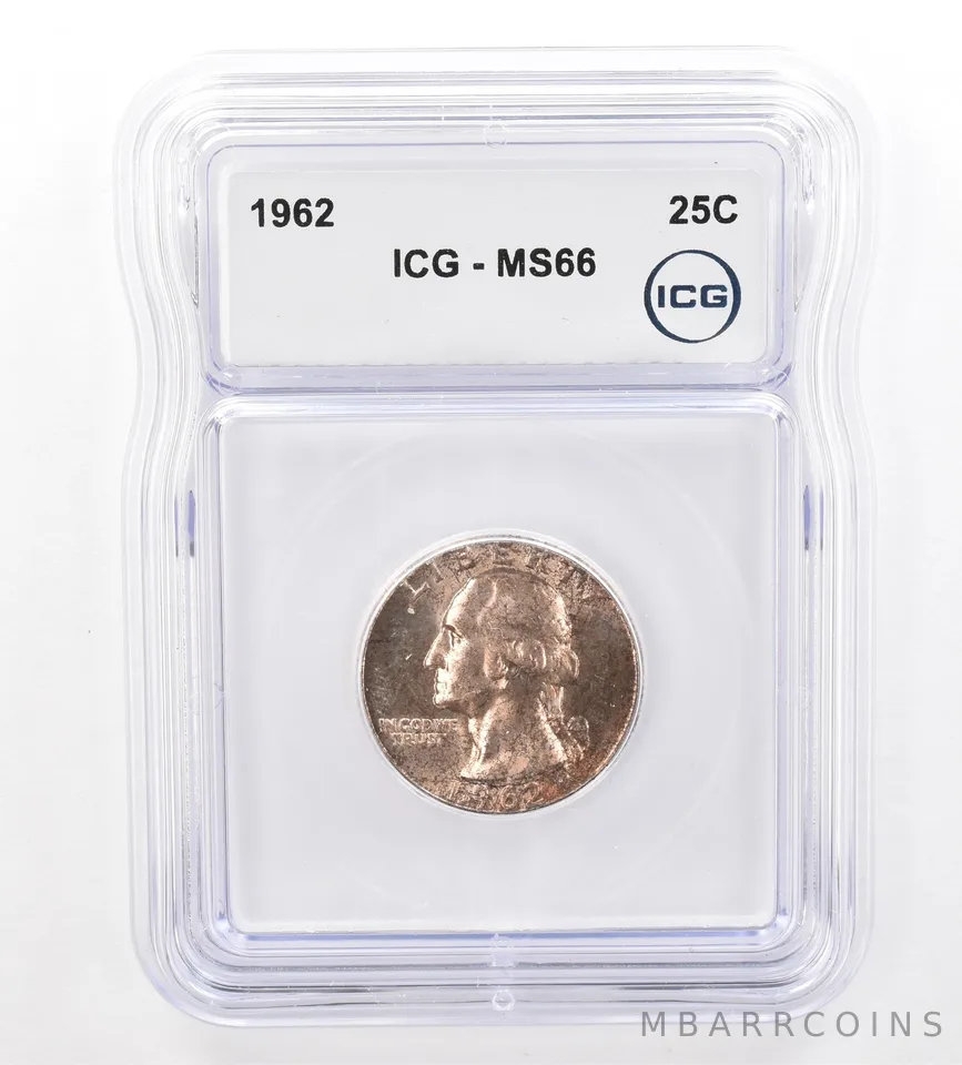 1962 Washington Quarter MS66 ICG Beautiful Tone *7350