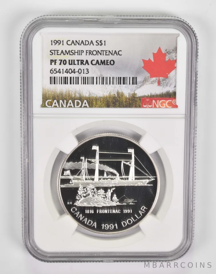 1991 Canada 1 Dollar Silver Steamship Frontenac PF70 UCam NGC
