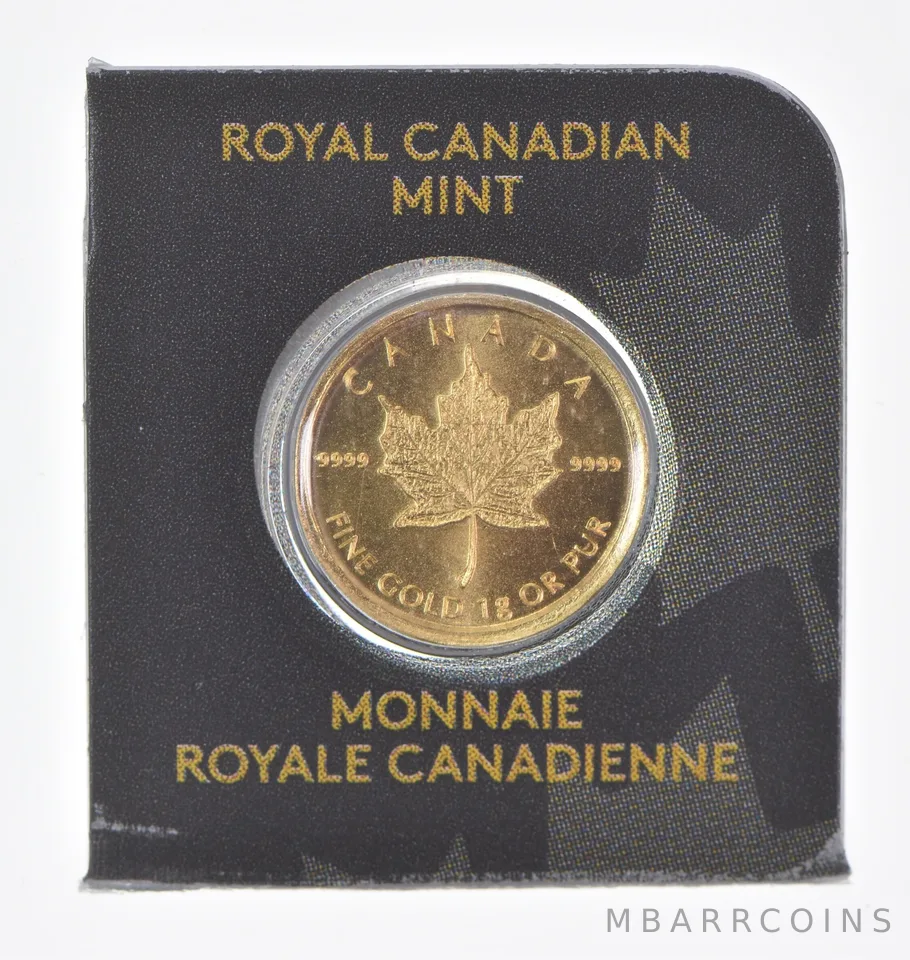 2014 1 Gram Gold Maple Leaf Coin In Maplegram Assay Card .9999 Fine Gold