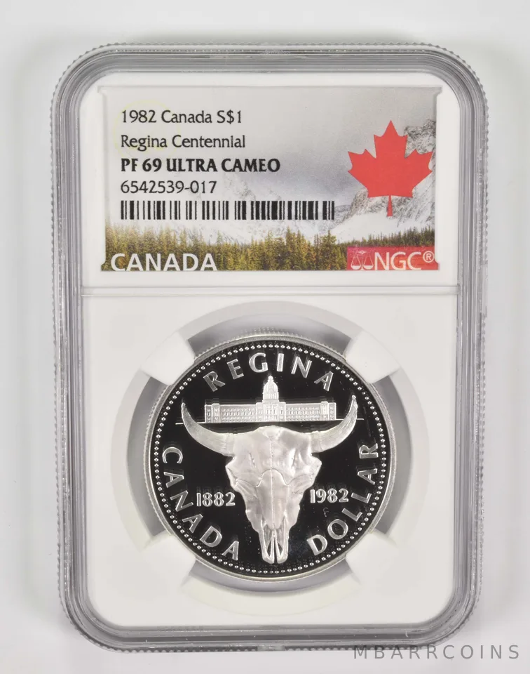1982 Canada $1 Silver Dollar Regina Centennial PF69 UCam NGC Canada Lbl