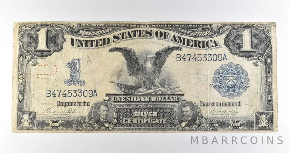 1899 $1 Silver Certificate Black Eagle Blue Seal Large Note Fr#233 *4601