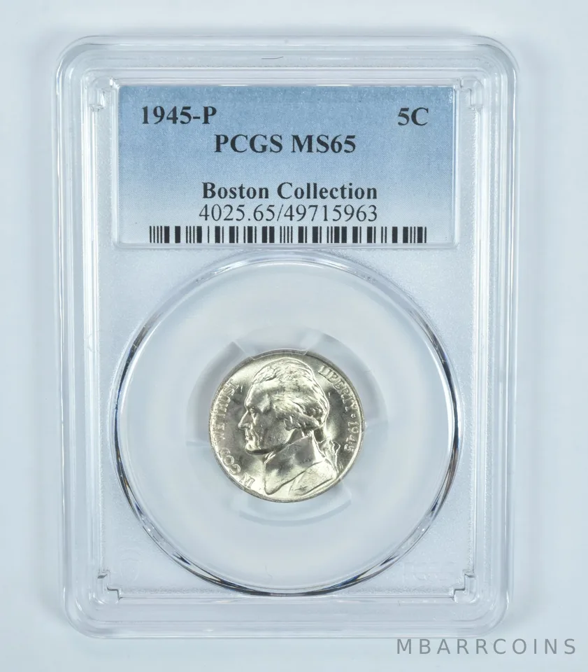 1945-P Jefferson Nickel Boston Collection MS65 PCGS Blue Label